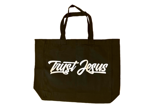 TRUST JESUS BLACK TOTE BAG