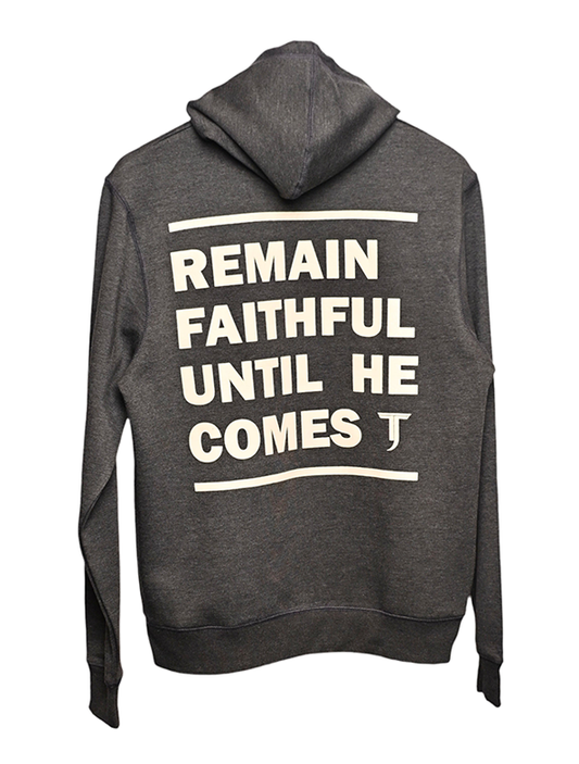 REMAIN FAITHFUL HOODIE — CHARCOAL/ BONE